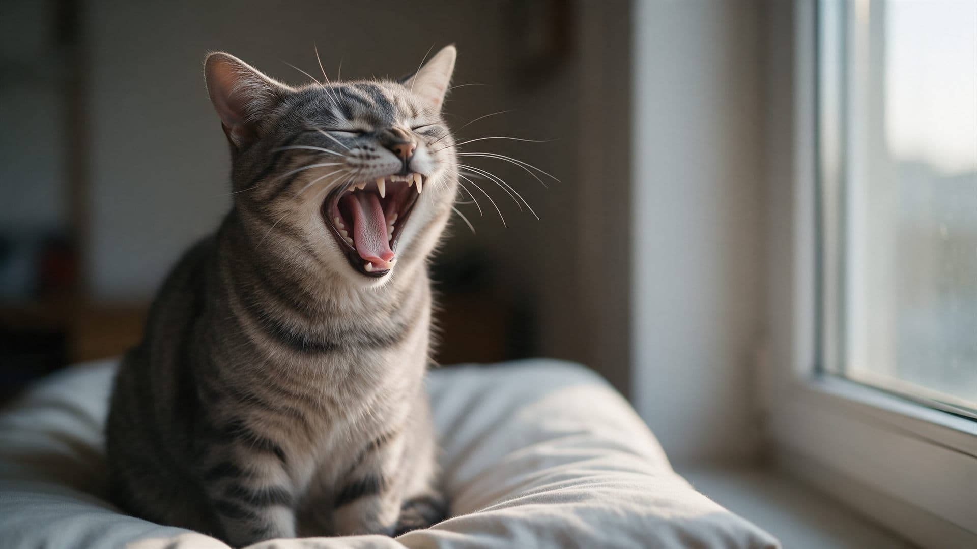 Gato con la boca sana tras su revisión dental en Ourense