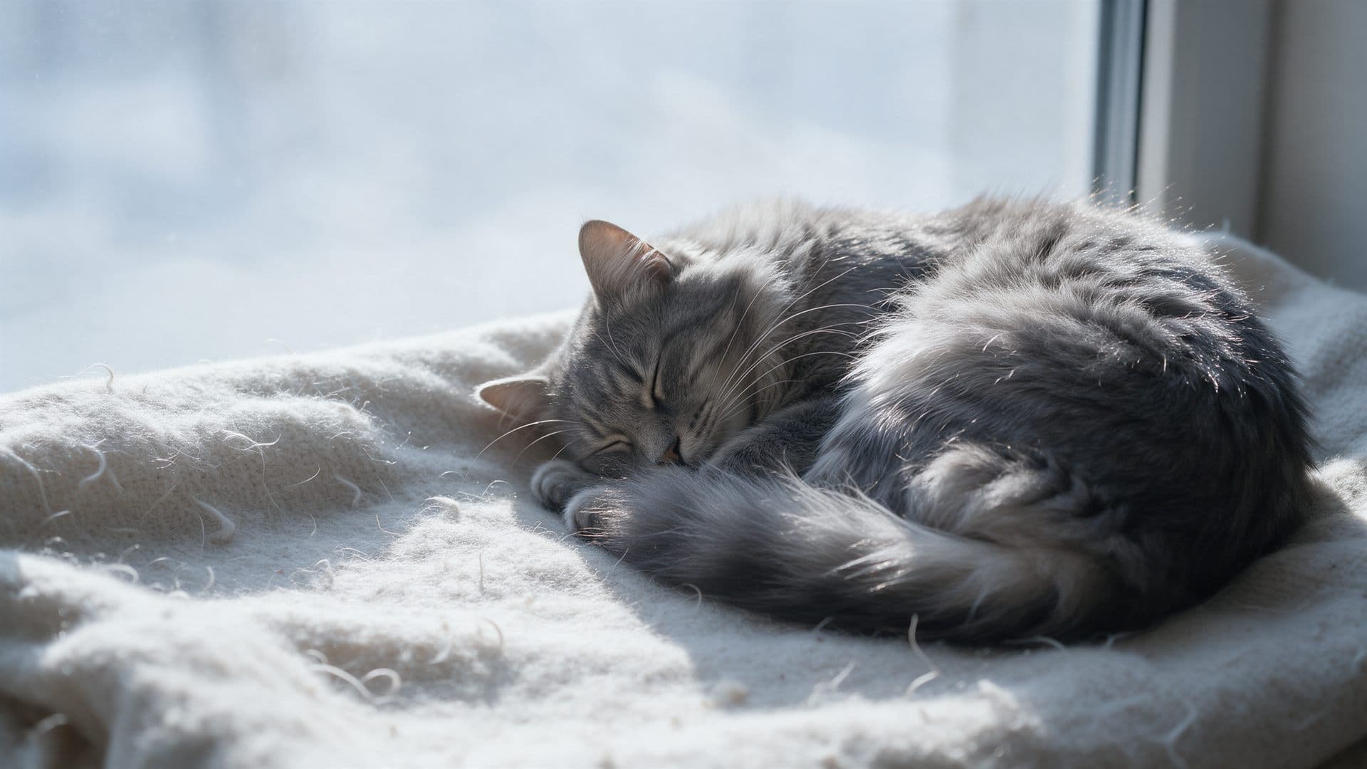 Gato mayor descansando tras su revisión de tensión en Ourense